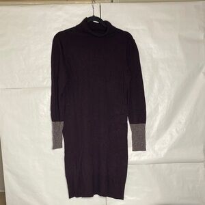 Apt. 9 Plum Turtleneck Sweater Dress with Metallic Cuffs
